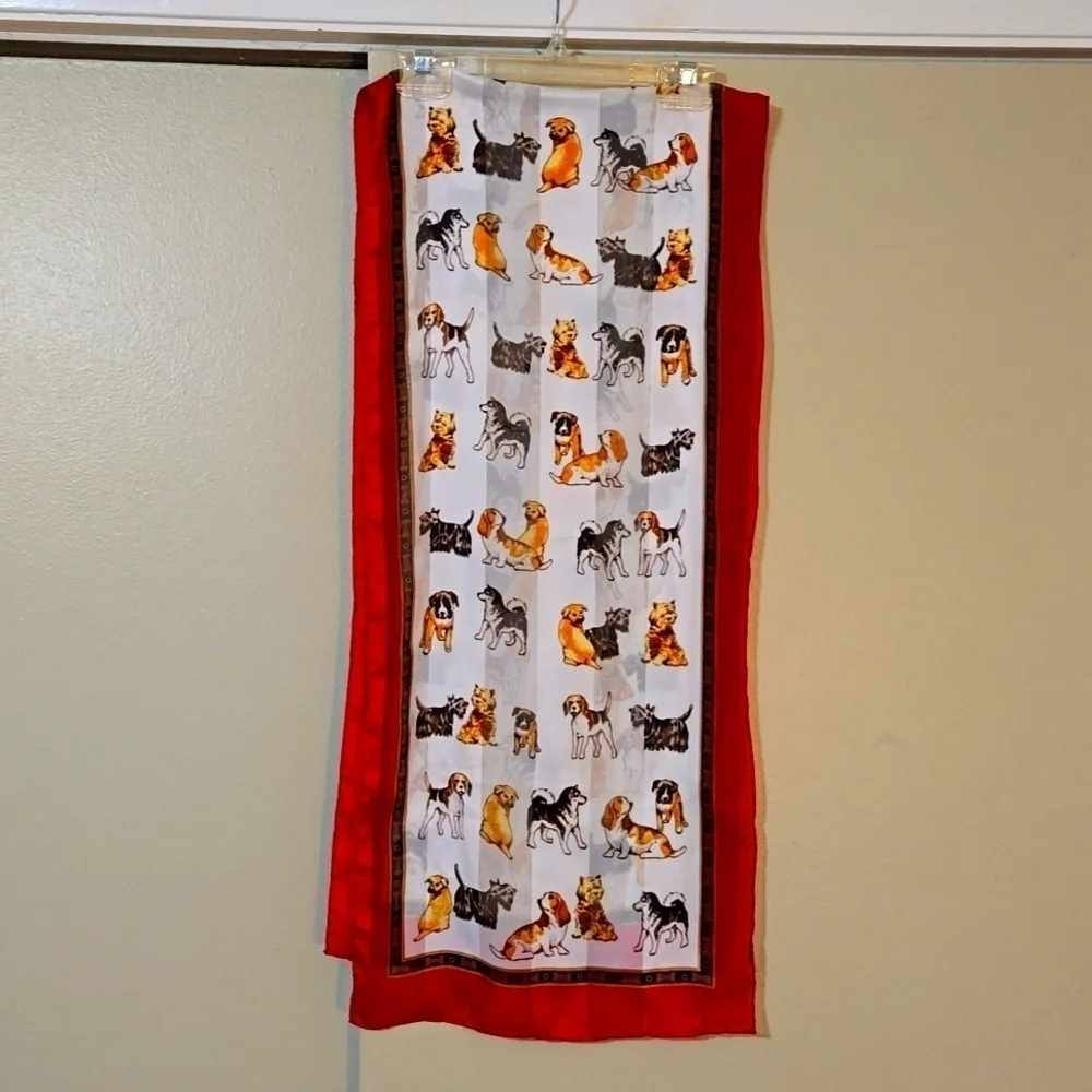 Ladies Dog Themed Rectangular Scarf 56 inches
